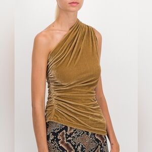 Atlein One Shoulder Velvet Top